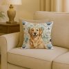 Golden Retriever Coastal Sea Glass Throw Pillow Decorative Indoor Outdoor Accent Cushion for Couch, Bed or Patio, 18Hx18W