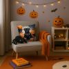 Black Pug Puppy Halloween Throw Pillow Machine Washable, Indoor Outdoor Decorative Pillow for Couch, Bed or Patio, 14Hx14W