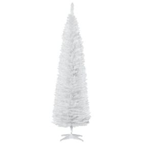 7ft Unlit Pencil Artificial Christmas Tree with Realistic Branches and 499 Tips, Plastic Base, White (Option: White-930x210x220 mm)