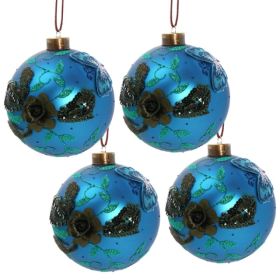 4-piece 4.7-inch Christmas Glass Ball Ornaments For Tree Decoration, Shiny Festive Party Supplies, Tree Decorations, FBA Shipping, Prohibited Fro (Option: 4pcs)