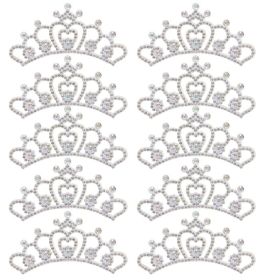 10PCS Rhinestones Cloth Applique Crown Shaped Patches Clothes Accessories8.8x4.5cm White Flower Type (Option: Default)