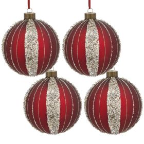 4-piece Set Of 4.7-inch Christmas Glass Ball Ornaments, Festive Tree Hanging Decorations, Party Decoration Supplies, Shipped By FBA, Prohibited F (Option: 4pcs)