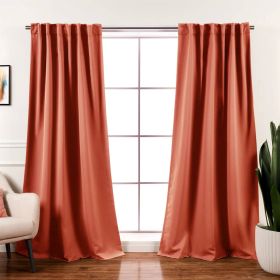 Thermal Blackout Curtain Panels - Set of 2 (Color: Solid Oange Apricot, size: 52 X 96)