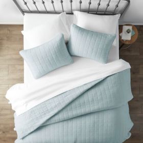 2 or 3 Piece Microfiber Farmhouse Coverlet Bedspread Set (Color: Light Blue, size: Twin/Twin Xl)