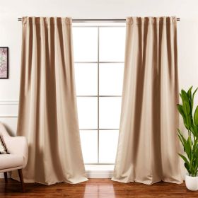 Thermal Blackout Curtain Panels - Set of 2 (Color: Solid Cream Beige, size: 52 X 120)