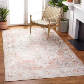 Traditional Persian Style Washable Boho Light Grey Red Area Rug (size: 5 Ft X 8 Ft)