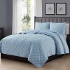 Full/Queen 3-Piece Polyester Microfiber Reversible Diamond Quilted Quilt Set