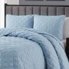 Full/Queen 3-Piece Polyester Microfiber Reversible Diamond Quilted Quilt Set