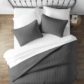 2 or 3 Piece Microfiber Farmhouse Coverlet Bedspread Set (Color: Grey, size: King/California King)