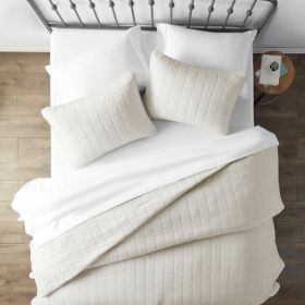 2 or 3 Piece Microfiber Farmhouse Coverlet Bedspread Set (Color: Ivory, size: Twin/Twin Xl)