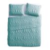 King Coastal Beach Embossed Starfish Seashell Seahorse 3-Piece Quilt Set