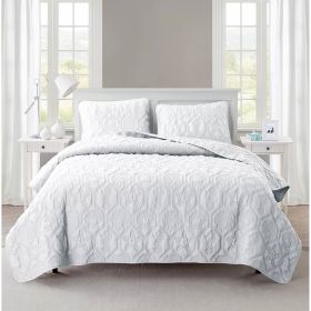 King size Coastal Beach Seashells Starfish Sea Horse  3-Piece Quilt Set (Color: White)