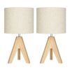 Set of 2 - Scandinavian Style Tripod Desk Lamp with Linen Drum Shade
