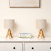 Set of 2 - Scandinavian Style Tripod Desk Lamp with Linen Drum Shade