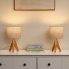 Set of 2 - Scandinavian Style Tripod Desk Lamp with Linen Drum Shade