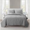Queen Coastal Beach Embossed Starfish Seashell Seahorse 3-Piece Quilt Set
