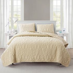 King size Coastal Beach Seashells Starfish Sea Horse  3-Piece Quilt Set (Color: Sand Tan)