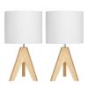 Set of 2 - Scandinavian Style Tripod Desk Lamp with Linen Drum Shade
