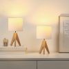 Set of 2 - Scandinavian Style Tripod Desk Lamp with Linen Drum Shade