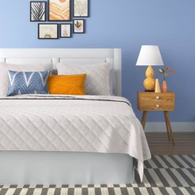 Twin/Twin XL 2-Piece Polyester Microfiber Diamond Quilt Set (Color: White)