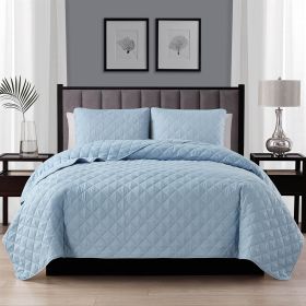 Twin/Twin XL 2-Piece Polyester Microfiber Diamond Quilt Set (Color: Light Blue)