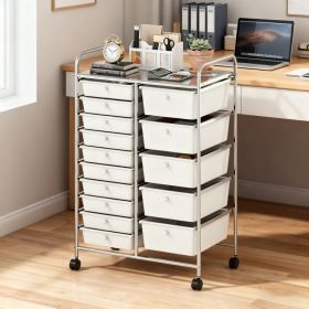 Rolling Storage Cart 15-Drawer Trolley With Chrome Plated Metal Frame (Option: WHITE)
