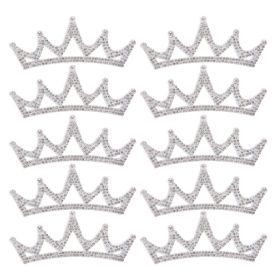 10PCS Rhinestones Cloth Applique Crown Shaped Patches Clothes Accessories10x3.7cm White Triangular Type (Option: Default)
