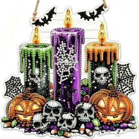 Halloween New Hot Selling Riding Broom Magical Witch Creative Wooden Printing Doors and Windows Garden Hanging Decoration (Color: 20, size: 15*15*0.5)