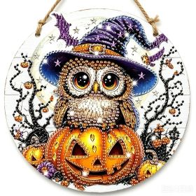 Halloween New Hot Selling Riding Broom Magical Witch Creative Wooden Printing Doors and Windows Garden Hanging Decoration (Color: 2, size: 30*30*0.5)