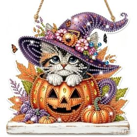 Halloween New Hot Selling Riding Broom Magical Witch Creative Wooden Printing Doors and Windows Garden Hanging Decoration (Color: 7, size: 20*20*0.5)