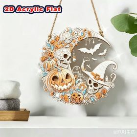 Halloween New Hot Selling Riding Broom Magical Witch Creative Wooden Printing Doors and Windows Garden Hanging Decoration (Color: 14, size: 20*20*0.5)