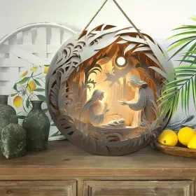 Halloween New Hot Selling Riding Broom Magical Witch Creative Wooden Printing Doors and Windows Garden Hanging Decoration (Color: 32, size: 20*20*0.5)