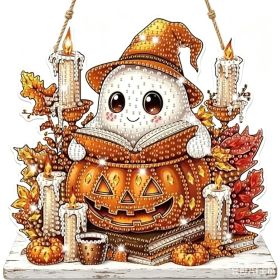 Halloween New Hot Selling Riding Broom Magical Witch Creative Wooden Printing Doors and Windows Garden Hanging Decoration (Color: 8, size: 15*15*0.5)