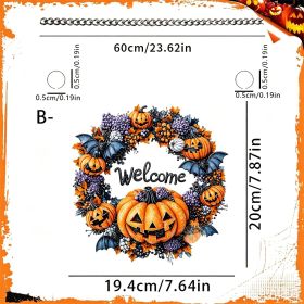 Halloween New Hot Selling Riding Broom Magical Witch Creative Wooden Printing Doors and Windows Garden Hanging Decoration (Color: 28, size: 30*30*0.5)