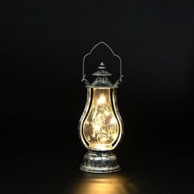 1pc Retro Portable Flameless Candle Lamp; LED Luminous Night Light Creative Small Oil Lamp; Holiday Decoration Ornament; Creative Atmosphere Lamp (Color: Bronze Silver Light String)