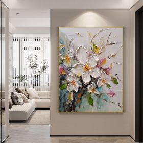 Hand Painted Oil Painting Abstract Original Flower Oil Painting On Canvas Large Wall Art Original White Floral Painting Floral Custom Painting Li (Style: 01, size: 150x220cm)