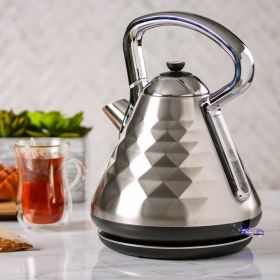 Electric Kettle Hot Water Boiler Stainless Steel 1.7 L Automatic Shut-Off 1500W Cleo Collection Cool Touch Handle Portable Brew Coffee Maker Tea (Actual Color: Silver)