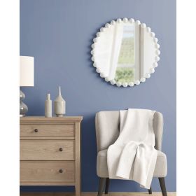 Beaded Round Wall Mirror 27"D (Color: as pic)
