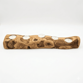 Handcrafted Olive Wood Candle Holder - Rustic 3-Candle and 5-Candle Centerpiece Tray for Dining Table, Living Room and Home Decor (size: 5-candle holder)
